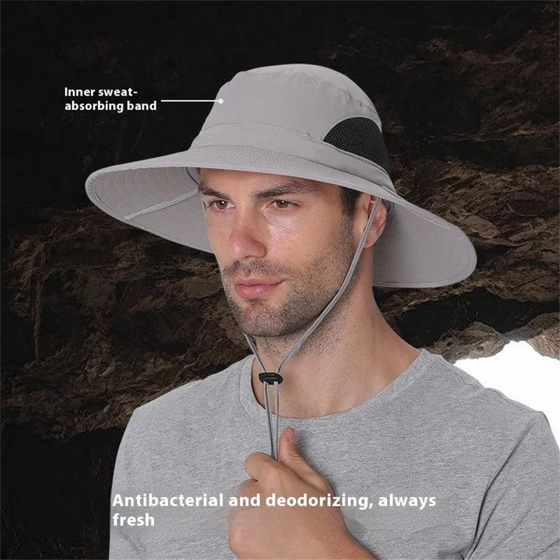 YF003 Angelkappe mit breitem UV-Schutz Vollflächige Sonnenschutz Nylon-Mütze für Outdoor - Hellgrau