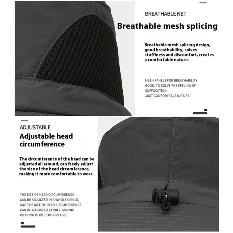 YF003 Angelkappe mit breitem UV-Schutz Vollflächige Sonnenschutz Nylon-Mütze für Outdoor - Hellgrau