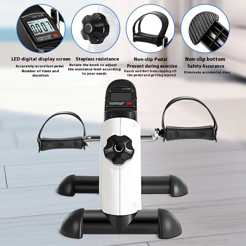 Mini Pedal Exercise Bike with LED Display Under Desk Exercise Equipment Arm and Leg Trainer (No Battery)