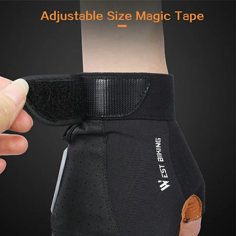 WEST BIKING YP0211196 Gants de Cyclisme mi-doigts pour Vélo et Moto en Lycra + Cuir PU Absorbant les Chocs - Noir / Jaune / S