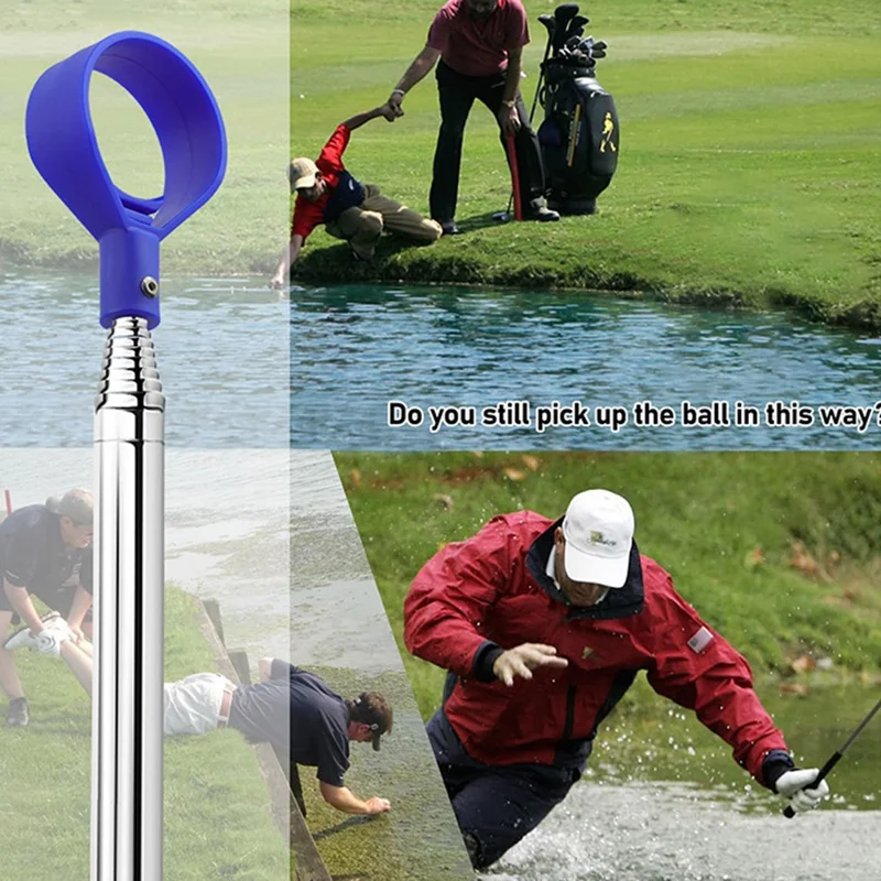 BR012 Recuperatore di palline da golf telescopico da 2,74 m in acciaio inossidabile per campi da golf - Blu