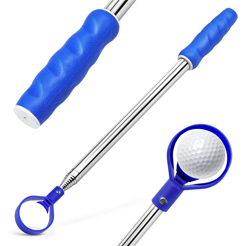 BR012 Apanhador de Bolas de Golfe Telescópico de Aço Inoxidável de 15 pés / 4,57 m para Campo de Golfe - Azul