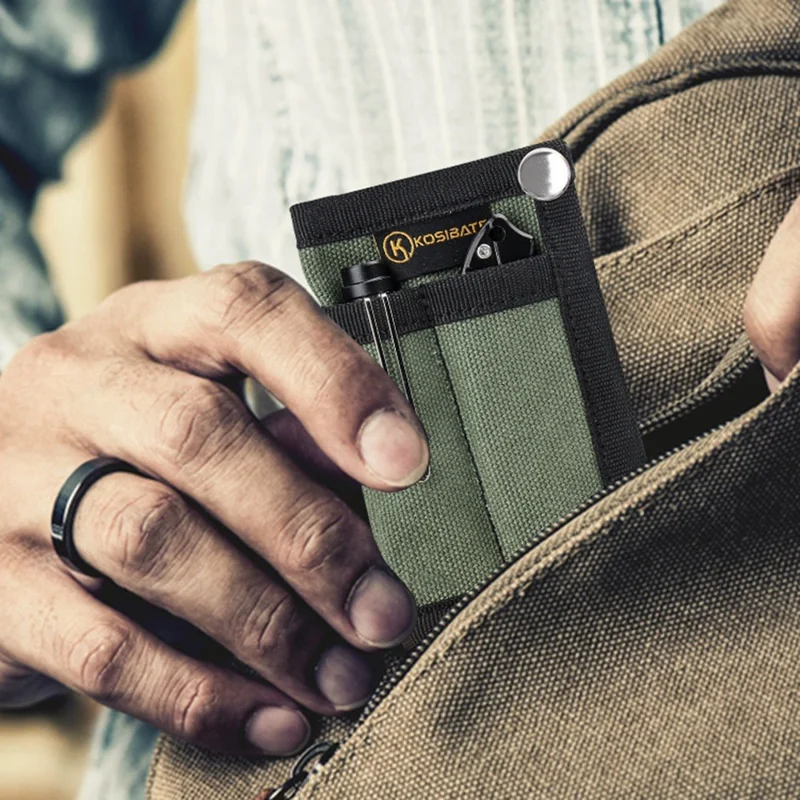 KOSIBATE H241 Portable Outdoor Tactical EDC Tool Storage Bag Foldable Credit Card Holder Pouch - Khaki