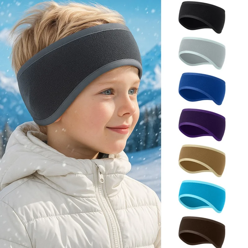 Faixa de Proteção de Orelhas para Crianças de Inverno - Fleece Polar para Esqui, Ciclismo, à Prova de Vento - Preto