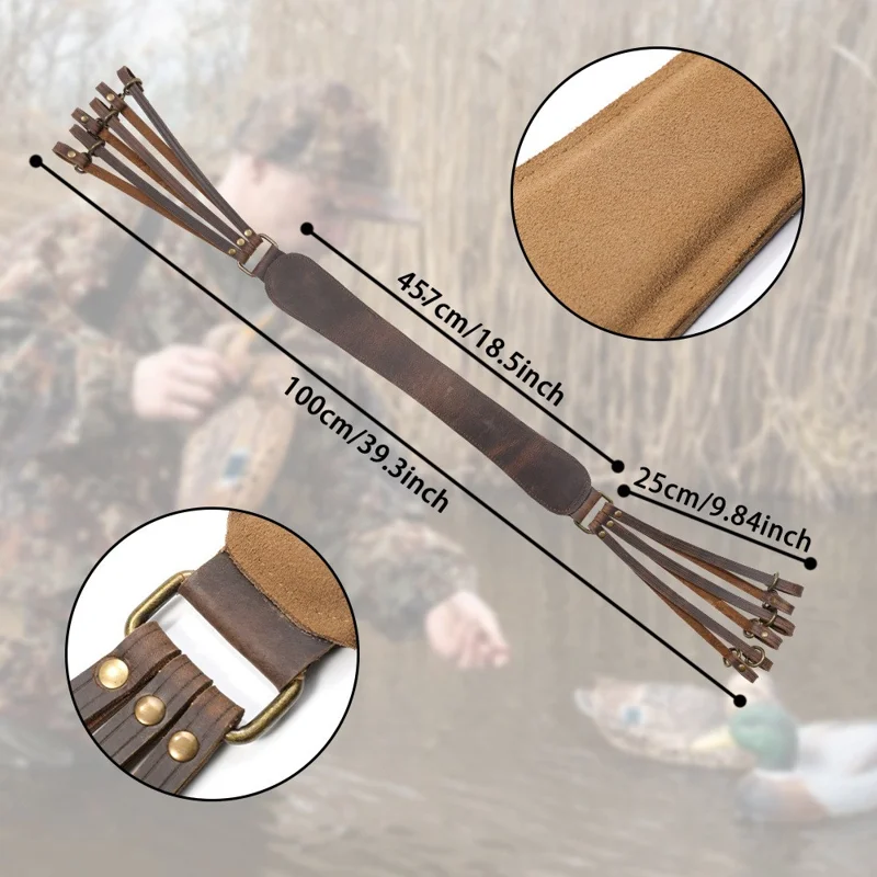 12 Loops Hunting Duck Carrier For Pheasant Quail Pigeon Game Bird Cowhide Leather Shoulder Strap