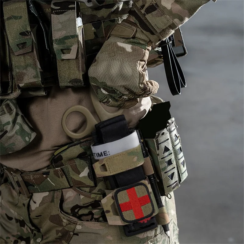 TE012 Bolsa de Armazenamento Médico de Emergência para Torniquete e Tesouras - MOLLE para Exteriores, Camuflagem para Campismo e Caminhadas