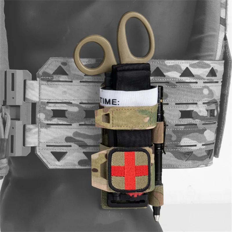 TE012 Bolsa de Armazenamento Médico de Emergência para Torniquete e Tesouras - MOLLE para Exteriores, Camuflagem para Campismo e Caminhadas