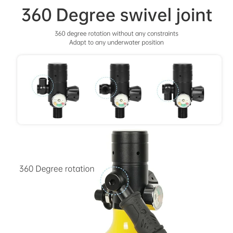 DIDEEP X4000Pro Equipo de Buceo de 1L con Tanque de Oxígeno Subacuático, Correa para Hombro, Gafas, Adaptador y Bolsa de Transporte - Negro+Plata