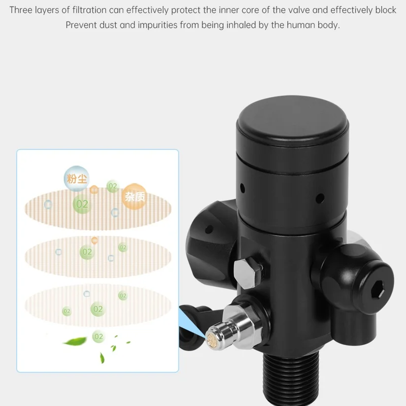DIDEEP X4000Pro+ Tanque de Oxígeno Portátil de 1L para Buceo con Máscara de Buceo + Correa para el Hombro + Adaptador - Negro
