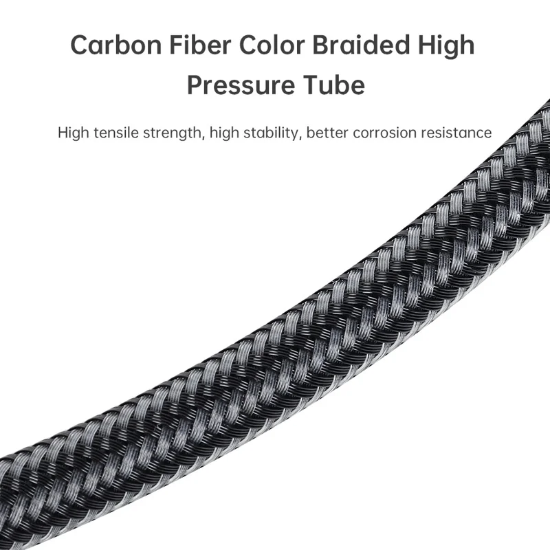 Manguera de Regulador de Buceo DIDEEP de 65 cm, Fibra de Carbono Trenzada, Alta Presión, Rosca 7/16-20 UNF