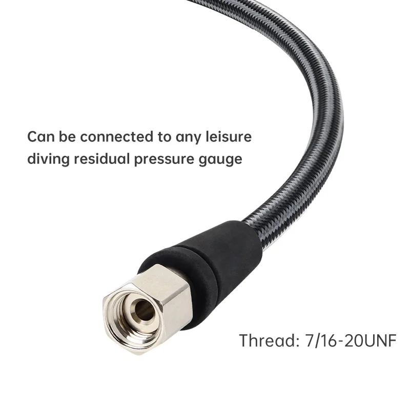 Tuyau de régulateur de plongée sous-marine DIDEEP de 80 cm, tuyau tressé en fibre de carbone, filetage 7/16-20 UNF, haute pression