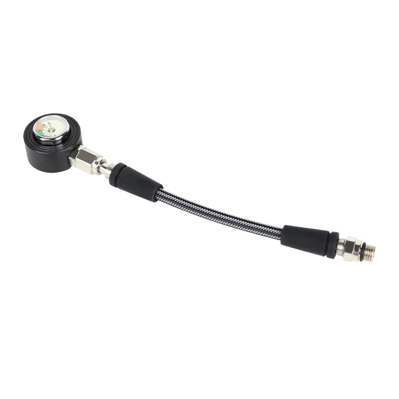 Tuyau de régulateur de plongée sous-marine DIDEEP 15 cm en fibre de carbone tressé, haute pression, avec manomètre lumineux