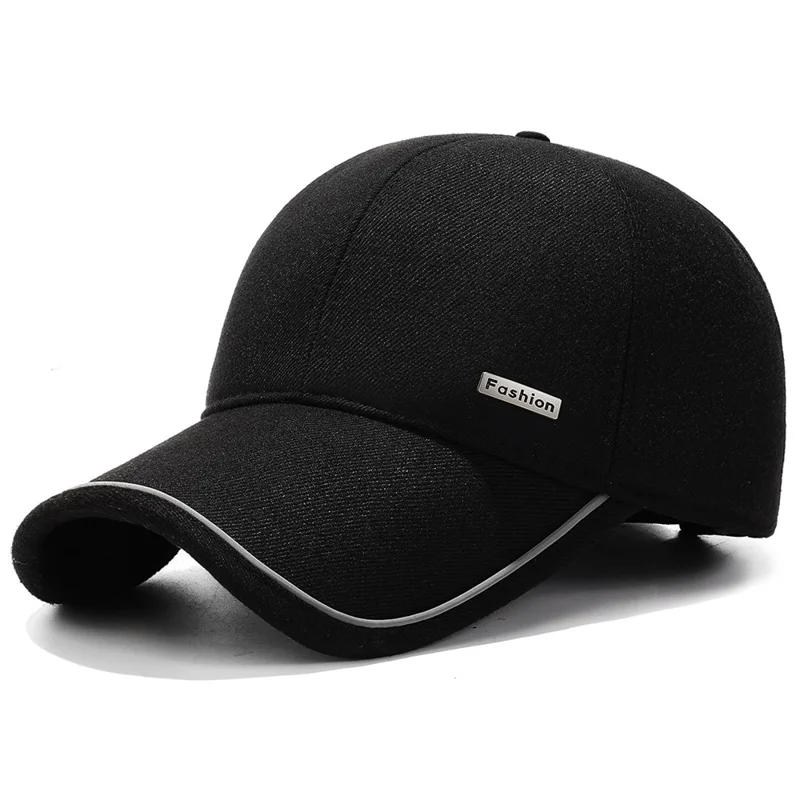 2025d20 Baseball Cap Middle-Aged Elderly Men Winter Outdoor Windproof Warm Ear Protection Hat - Black