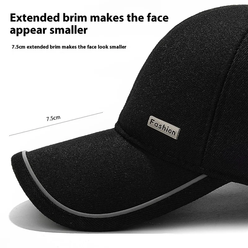 2025d20 Baseball Cap Middle-Aged Elderly Men Winter Outdoor Windproof Warm Ear Protection Hat - Black