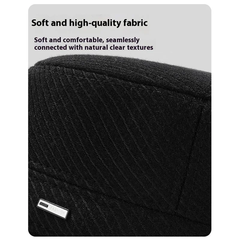 2025d19 Men Winter Outdoor Hat Warm Fleece Lined Earflap Cap Adjustable Flat Top Hat - Black