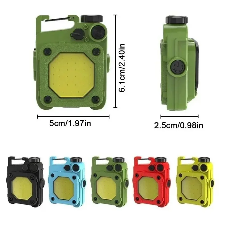 YX Multifunktionale Schlüsselanhänger-Taschenlampe, wiederaufladbar, COB XPE LED mit 6 Beleuchtungsmodi, tragbare Lampe - Schwarz