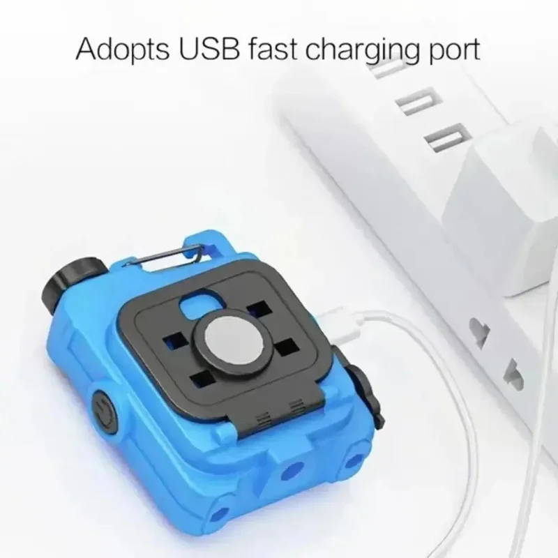 YX Multifunctional Keychain Flashlight Rechargeable COB XPE LED 6 Lighting Modes Portable Light - Sky Blue