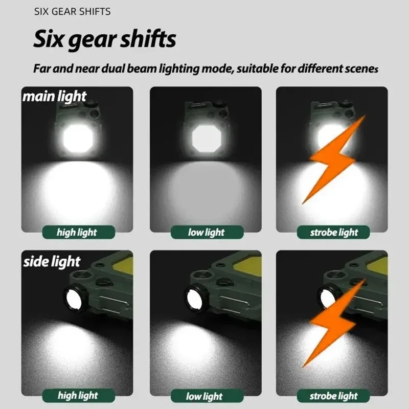 YX Multifunctional Keychain Flashlight Rechargeable COB XPE LED 6 Lighting Modes Portable Light - Sky Blue