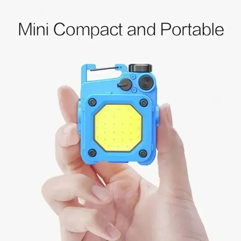 YX Multifunctional Keychain Flashlight Rechargeable COB XPE LED 6 Lighting Modes Portable Light - Sky Blue