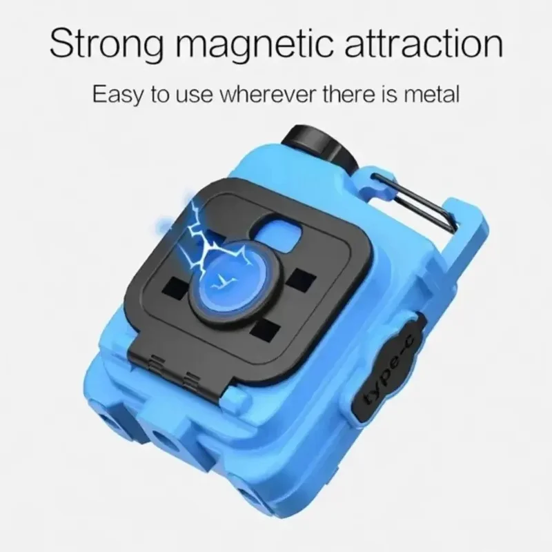 YX Multifunctional Keychain Flashlight Rechargeable COB XPE LED 6 Lighting Modes Portable Light - Sky Blue