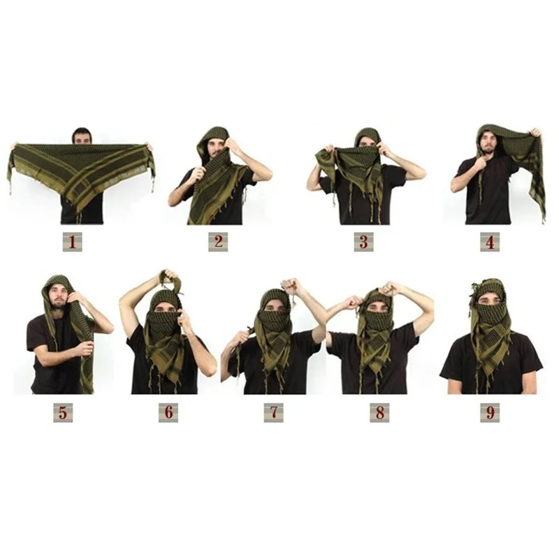 Arabic Shemagh Scarf Cotton Neck Gaiter Magic Headwrap Shawl for Outdoor Hiking Cycling, 100-110cm Length - Yellow