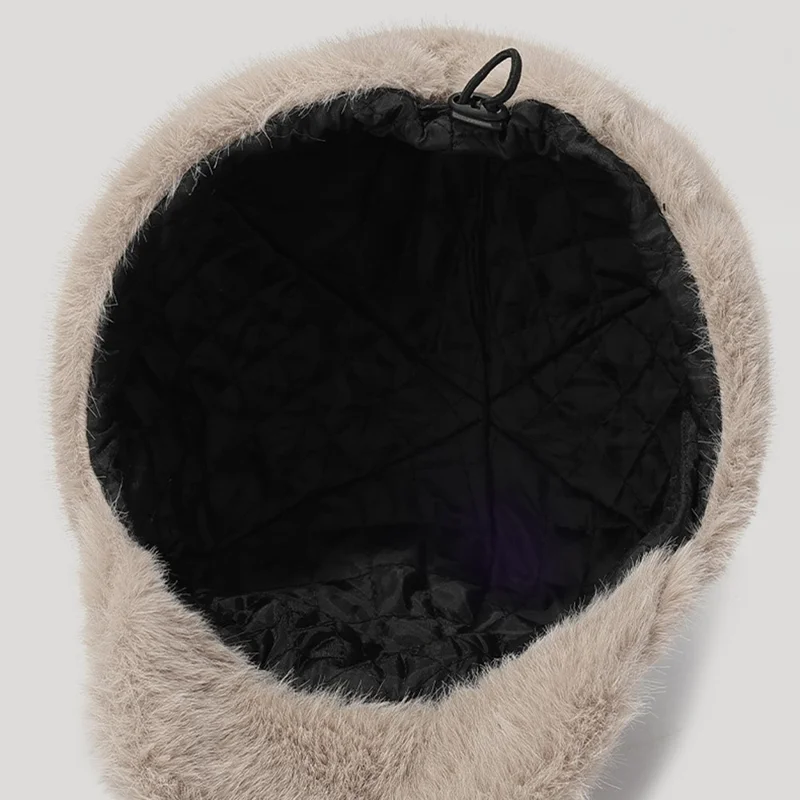Modedesign Faux Mink Pelz Baseballmütze für Frauen Einfarbig Winter Dicke Schirmmütze Warme Kopfbedeckung - Kaffee