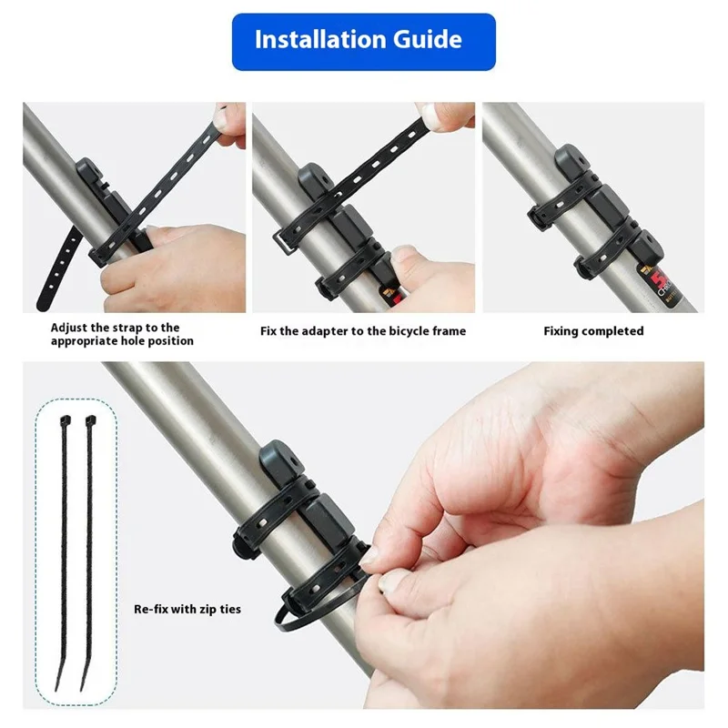BKG019B Bike Water Bottle Cage Converter Mount Bicycle Frame Flexible Strap Adapter - Black