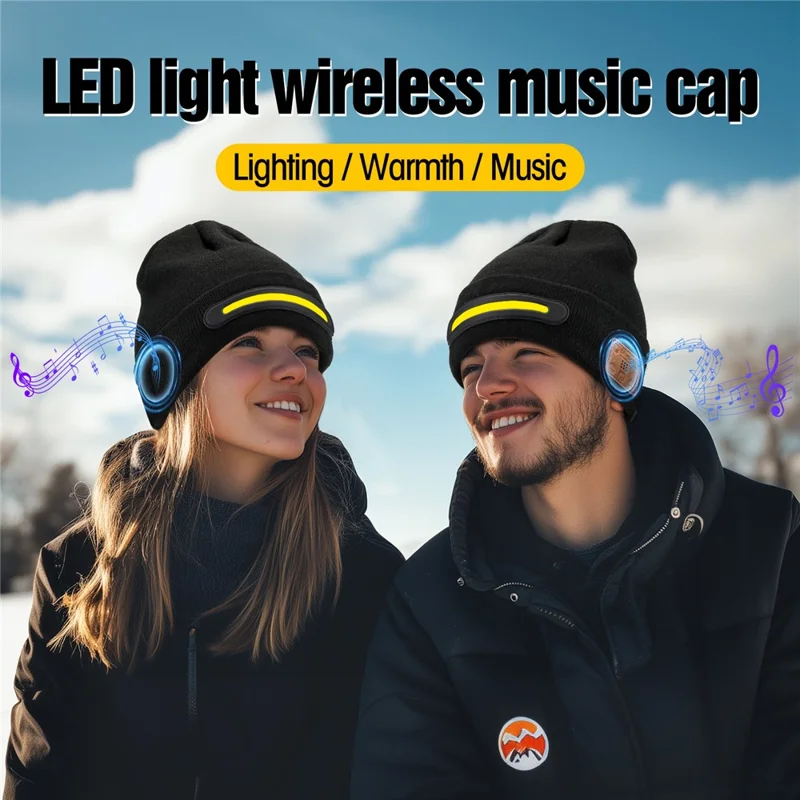 M1-BTD3 Rechargeable LED Light Beanie Hat Night Running Bluetooth-Compatible Music Headset Cap