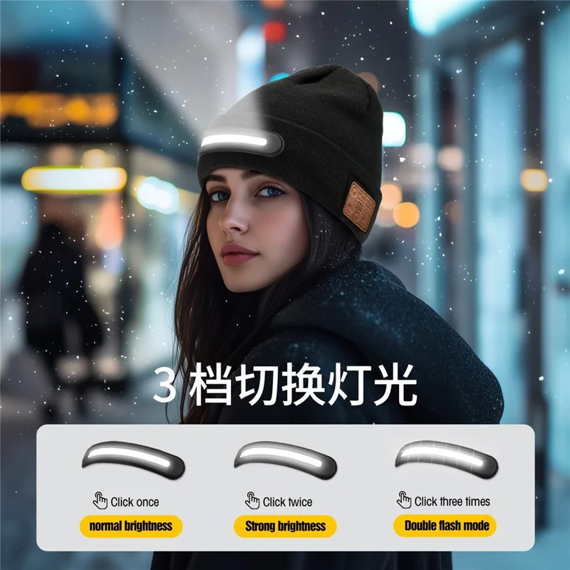 M1-BTD3 Rechargeable LED Light Beanie Hat Night Running Bluetooth-Compatible Music Headset Cap