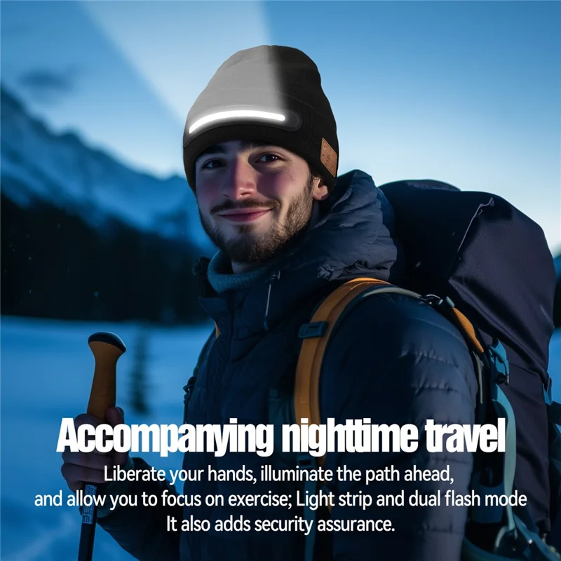 M1-BTD3 Rechargeable LED Light Beanie Hat Night Running Bluetooth-Compatible Music Headset Cap