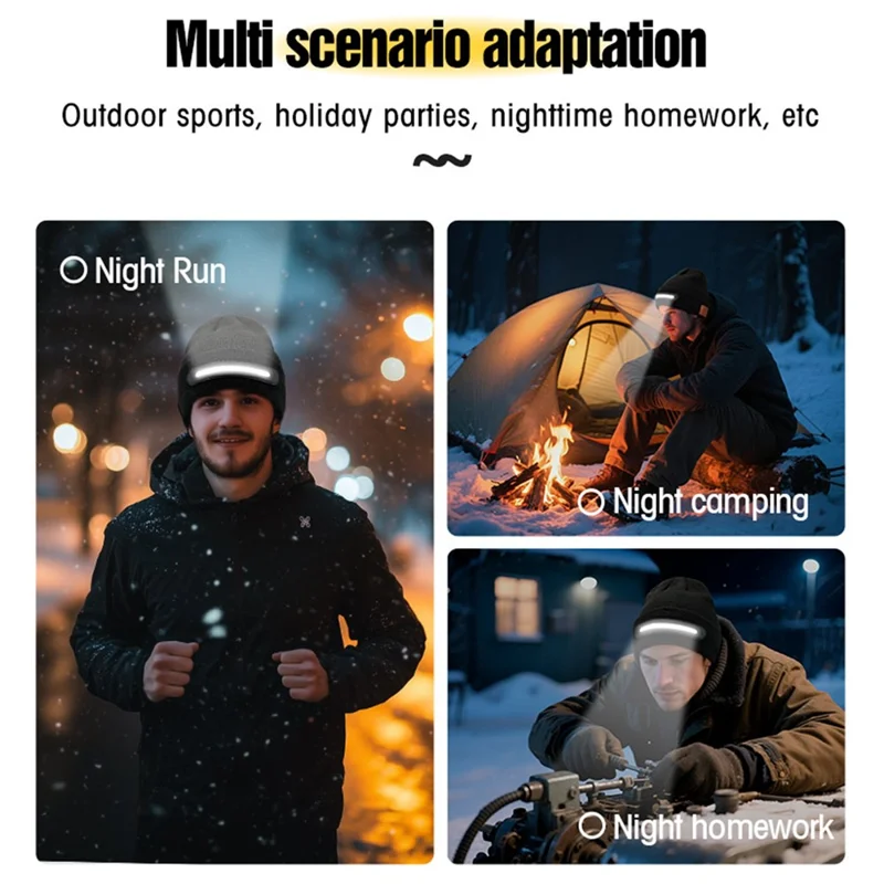 M1-BTD3 Rechargeable LED Light Beanie Hat Night Running Bluetooth-Compatible Music Headset Cap