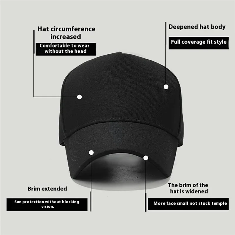 Men Women Baseball Cap Fashion Plain High Crown Sunproof Adjustable Snapback Hat - Black