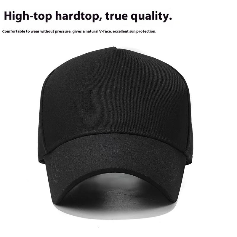 Men Women Baseball Cap Fashion Plain High Crown Sunproof Adjustable Snapback Hat - Black