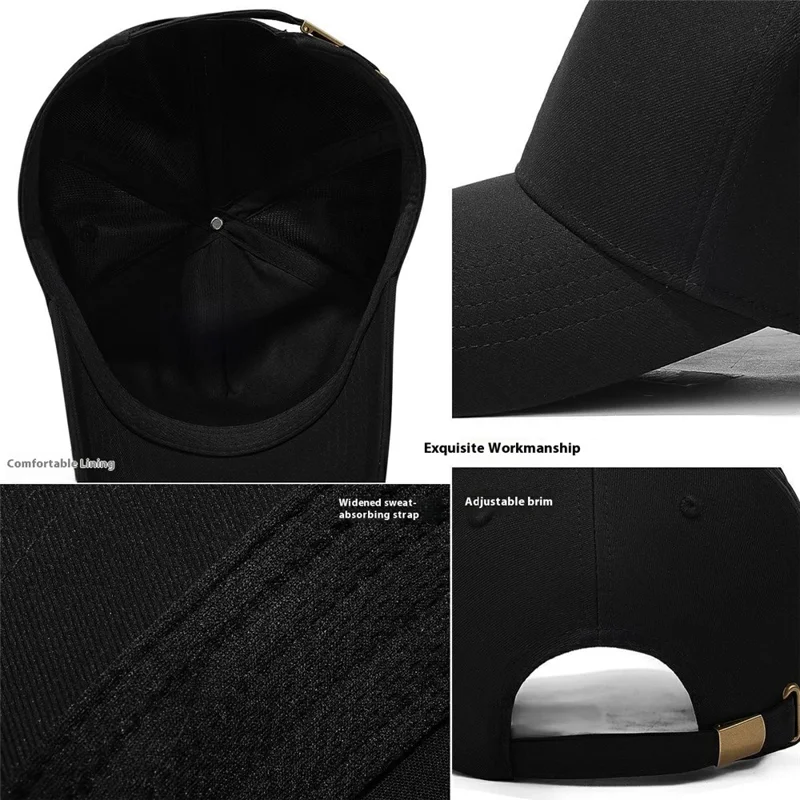 Men Women Baseball Cap Fashion Plain High Crown Sunproof Adjustable Snapback Hat - Black