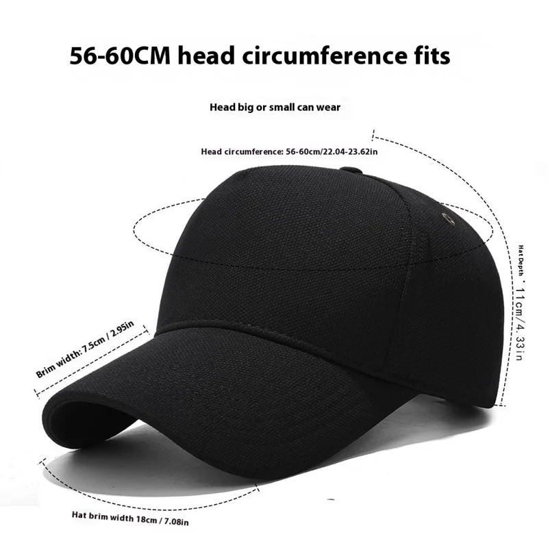Four Seasons Baseball Cap Men Women High Crown Sun Protection Hat with Copper Ring Vent Holes - Black