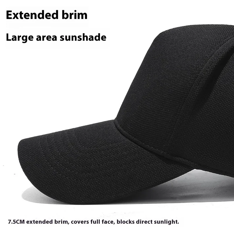 Four Seasons Baseball Cap Men Women High Crown Sun Protection Hat with Copper Ring Vent Holes - Black