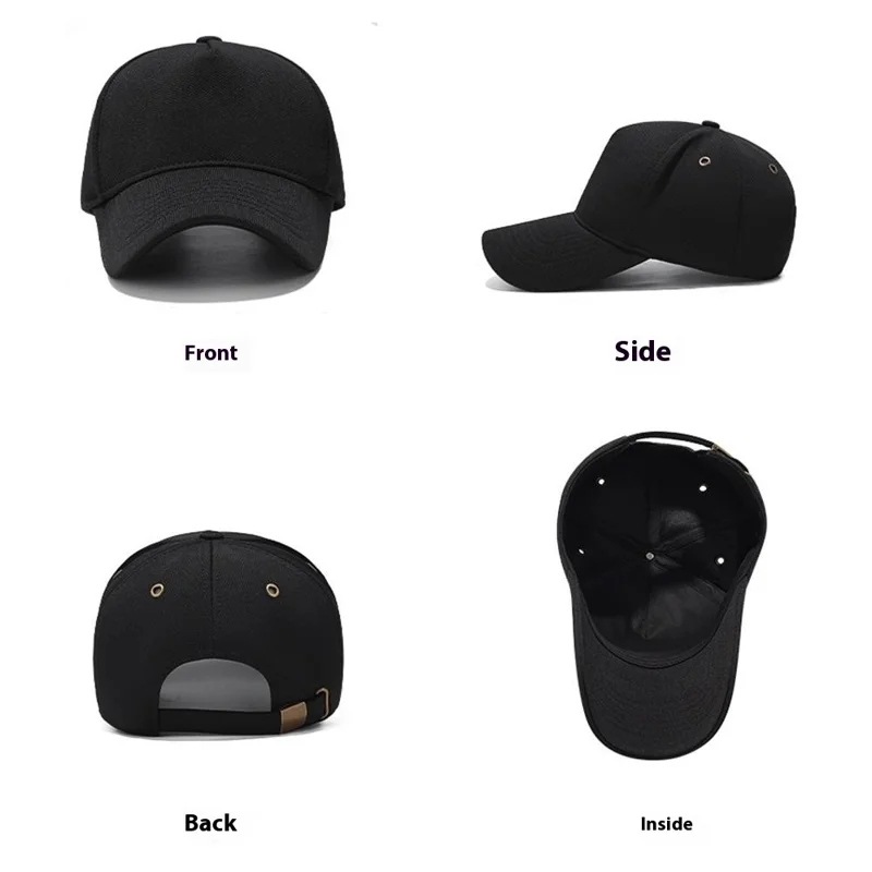 Four Seasons Baseball Cap Men Women High Crown Sun Protection Hat with Copper Ring Vent Holes - Black