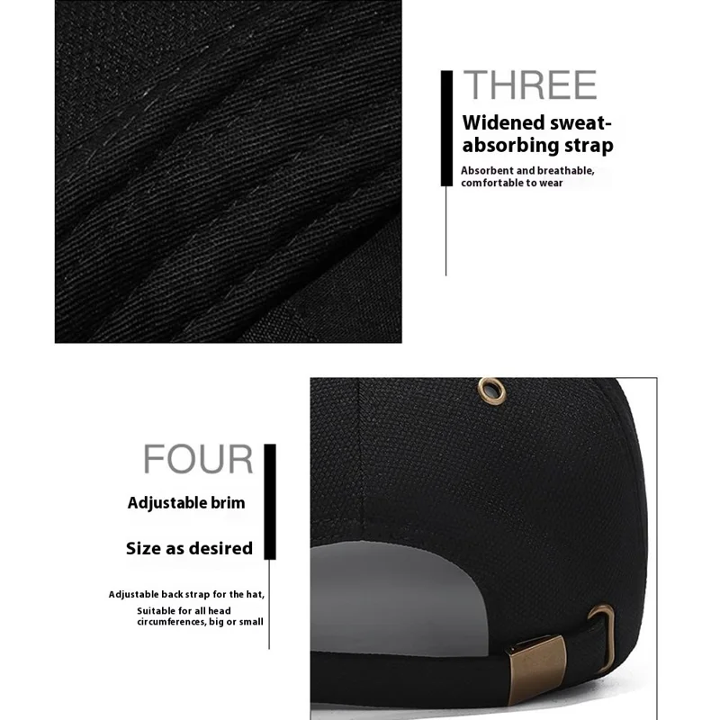 Four Seasons Baseball Cap Men Women High Crown Sun Protection Hat with Copper Ring Vent Holes - Grey