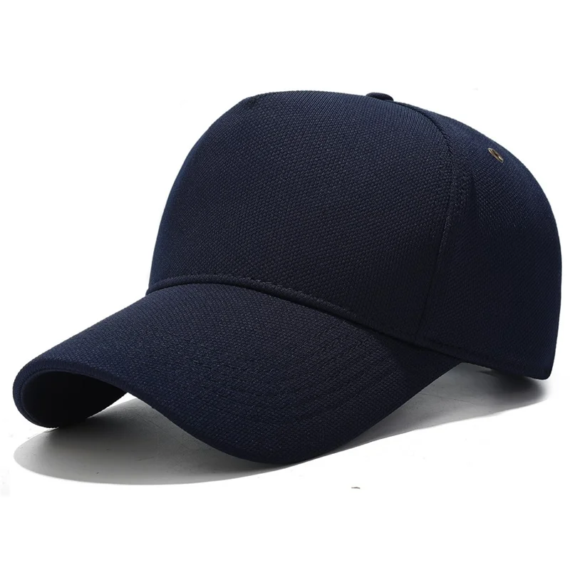 Four Seasons Baseball Cap Men Women High Crown Sun Protection Hat with Copper Ring Vent Holes - Navy Blue