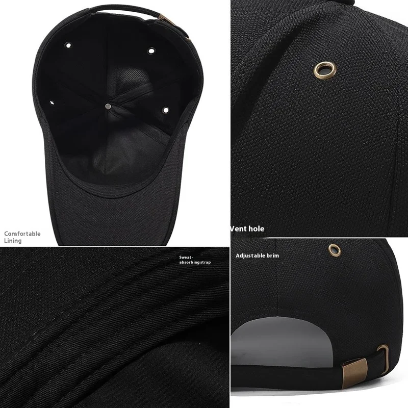 Four Seasons Baseball Cap Men Women High Crown Sun Protection Hat with Copper Ring Vent Holes - Navy Blue