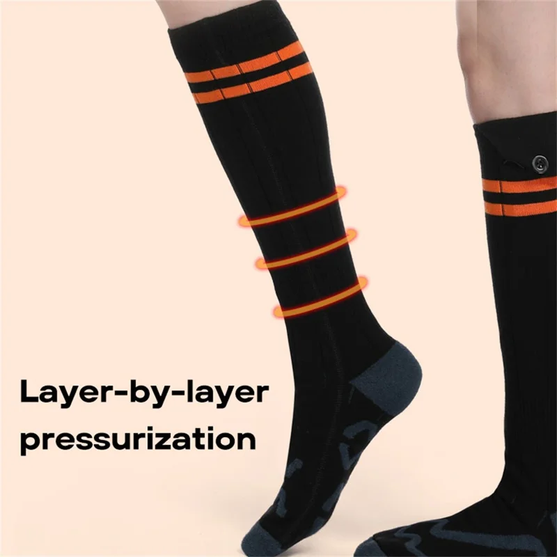 1 Pair Rechargeable Heated Socks 3 Temperature Settings Foot Heating Winter Socks with 2 5000mAh Batteries - Orange