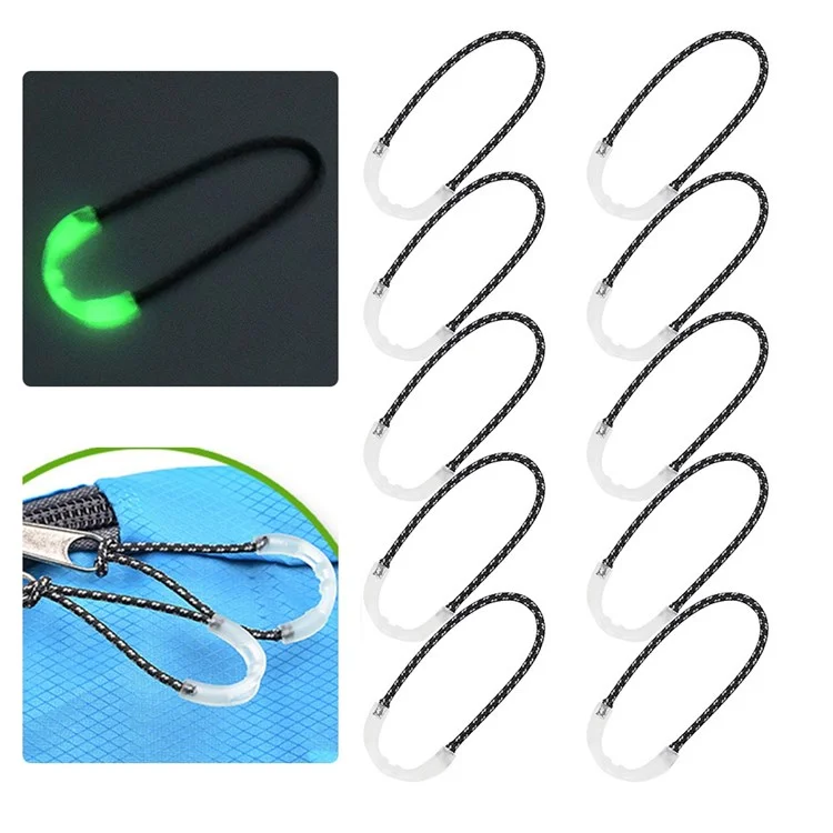 LUCKSTONE SLPJ 10 Pezzi Corda Luminosa per Chiusura Lampo Zaino Strumento Multifunzione per Campeggio all'aperto 