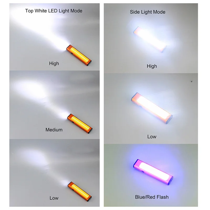 M7 Lampe de Travail Rechargeable 600 Lumens LED COB Lampe de Poche Magnétique Multifonction Portable - Orange