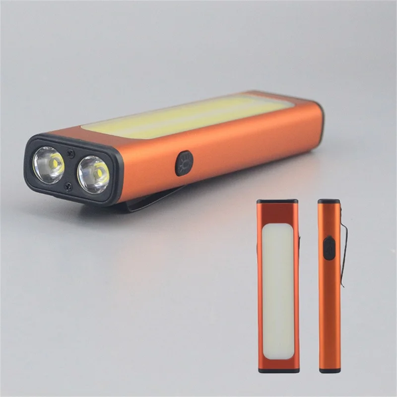 M7 Lampe de Travail Rechargeable 600 Lumens LED COB Lampe de Poche Magnétique Multifonction Portable - Orange