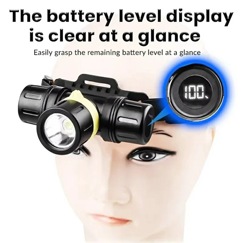 D1379 Professional XHP70 LED Scuba Diving Headlamp IPX8 Waterproof High Low Beam Underwater Head Torch (No Battery)