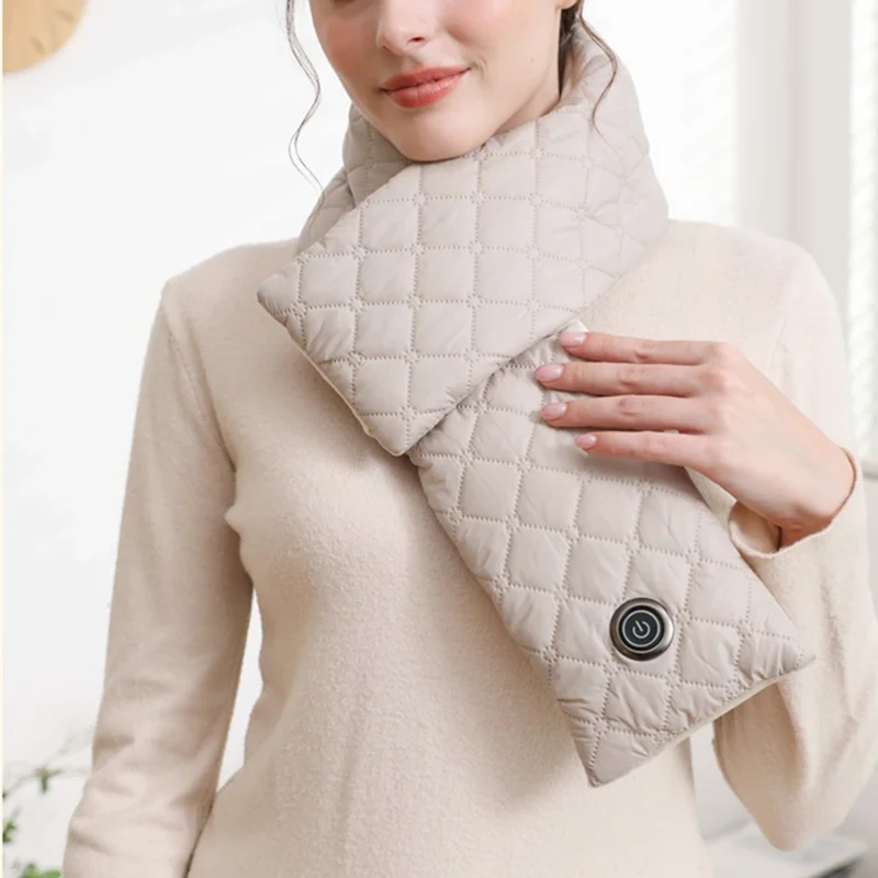 USB-uppvärmd halsduk 3 växlar justerbar elektrisk halslindning, multifunktionell midje- / magevärmare - Beige