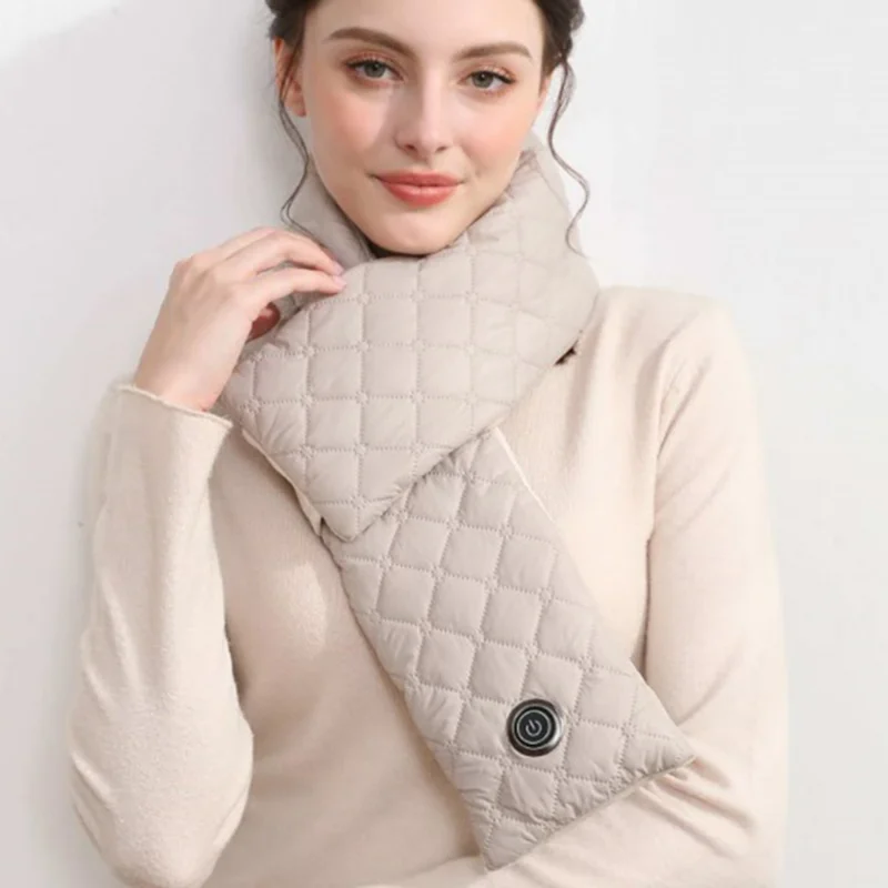 USB-uppvärmd halsduk 3 växlar justerbar elektrisk halslindning, multifunktionell midje- / magevärmare - Beige