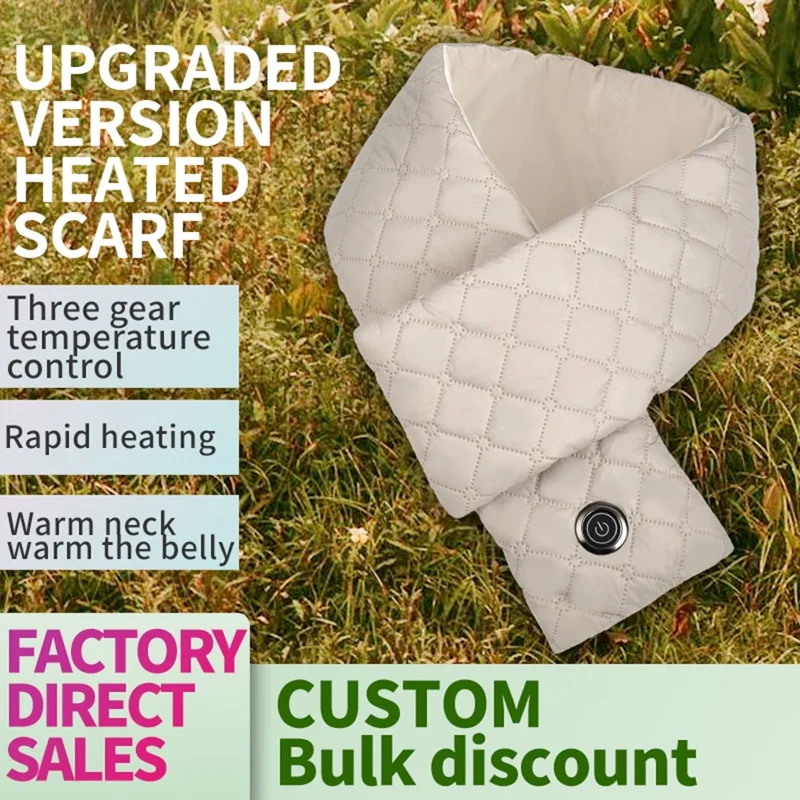 USB-uppvärmd halsduk 3 växlar justerbar elektrisk halslindning, multifunktionell midje- / magevärmare - Beige