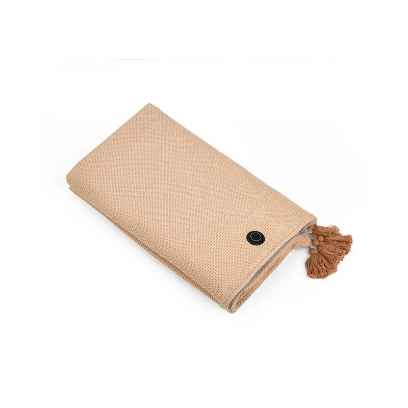 150 x 85cm Heated Blanket for Nap 9 Heating Zones USB Powered Winter Electric Heating Shawl (without Power Bank) - Apricot