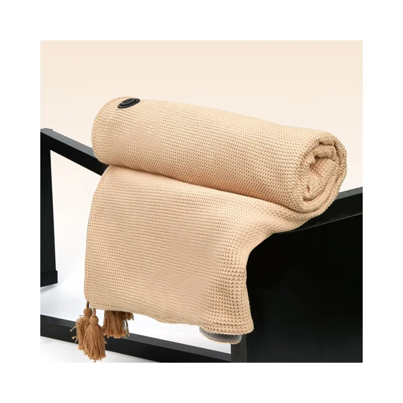 150 x 85cm Heated Blanket for Nap 9 Heating Zones USB Powered Winter Electric Heating Shawl (without Power Bank) - Apricot